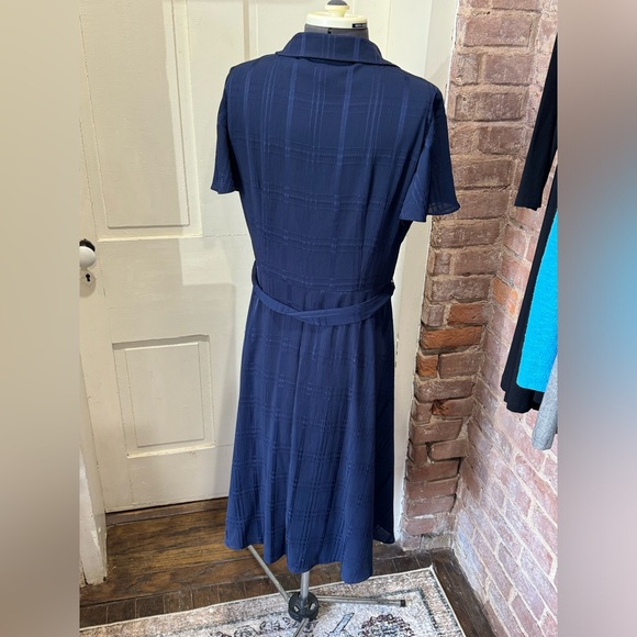 London Times by Chico’s Flutter Sleeve Solid Navy Dress - Picture 8 of 13